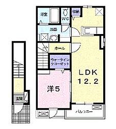 JR福塩線 備後本庄駅 徒歩15分の賃貸アパート 2階1LDKの間取り