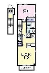 JR山陽新幹線 新尾道駅 徒歩37分の賃貸アパート 2階1LDKの間取り