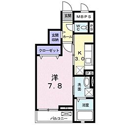 JR山陽本線 福山駅 バス15分 妙見下車 徒歩5分の賃貸アパート 3階1Kの間取り