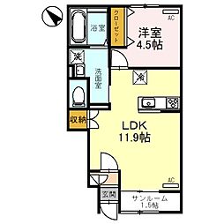 JR山陽本線 福山駅 3.7kmの賃貸アパート 1階1SLDKの間取り