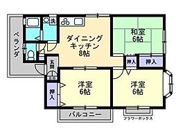 JR山陽本線 東福山駅 徒歩30分の賃貸アパート 2階3DKの間取り
