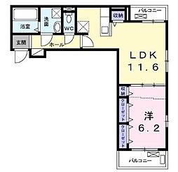 JR山陽本線 東福山駅 4.9kmの賃貸アパート 3階1LDKの間取り