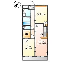 ニコ泉 1階2LDKの間取り