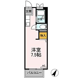 JR山陽本線 東尾道駅 徒歩25分の賃貸アパート 2階ワンルームの間取り