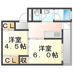 JR山陽本線 大門駅 徒歩5分の賃貸マンション 1階2Kの間取り