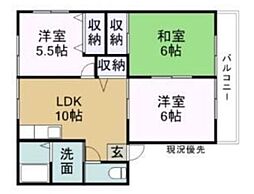 JR山陽本線 東福山駅 4kmの賃貸アパート 2階3LDKの間取り