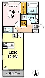 JR山陽本線 東福山駅 徒歩28分の賃貸アパート 3階1LDKの間取り