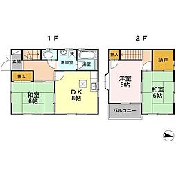 JR福塩線 横尾駅 徒歩21分の賃貸一戸建て 2階3DKの間取り