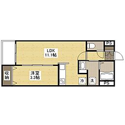 JR山陽本線 東福山駅 徒歩18分の賃貸マンション 2階1LDKの間取り