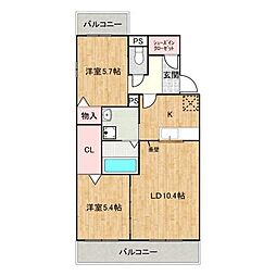 JR山陽本線 東福山駅 3.1kmの賃貸アパート 5階2LDKの間取り