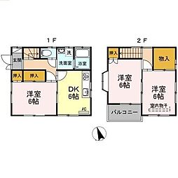 JR山陽本線 福山駅 5kmの賃貸一戸建て 2階3DKの間取り