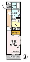 JR山陽本線 福山駅 徒歩22分の賃貸アパート 3階1Kの間取り
