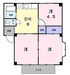 JR山陽本線 東福山駅 徒歩10分の賃貸アパート 1階3DKの間取り
