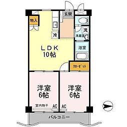 JR山陽本線 大門駅 徒歩4分の賃貸マンション 3階2LDKの間取り