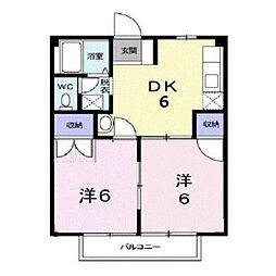 JR山陽本線 東福山駅 バス10分 千間土手西下車 徒歩6分の賃貸アパート 1階2DKの間取り
