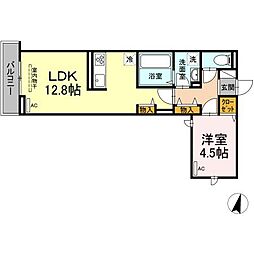 JR山陽本線 福山駅 徒歩10分の賃貸アパート 2階1LDKの間取り