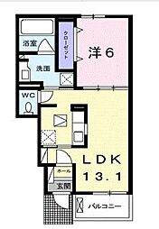 JR山陽本線 東福山駅 バス25分 春日小学校下車 徒歩2分の賃貸アパート 1階1LDKの間取り