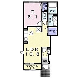 JR山陽本線 福山駅 4.6kmの賃貸アパート 1階1LDKの間取り