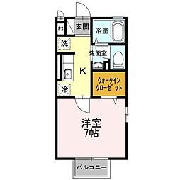 JR山陽本線 東福山駅 徒歩26分の賃貸アパート 2階1Kの間取り