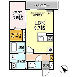 JR山陽本線 福山駅 6.5kmの賃貸アパート 2階1LDKの間取り