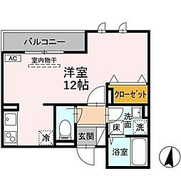 JR山陽本線 福山駅 徒歩15分の賃貸アパート 3階ワンルームの間取り