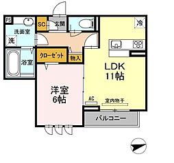 JR山陽本線 東福山駅 5kmの賃貸アパート 2階1LDKの間取り