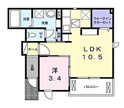 JR山陽本線 東尾道駅 徒歩10分の賃貸アパート 1階1LDKの間取り