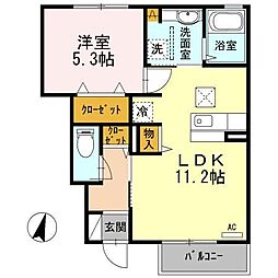 JR山陽本線 東福山駅 徒歩33分の賃貸アパート 1階1LDKの間取り