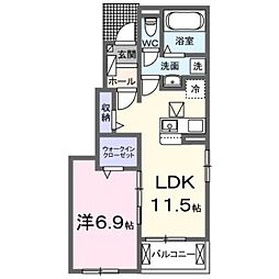 福山市高西町川尻アパート 1LDKの間取図画像