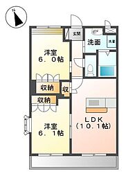 ランドマーク曙壱番館 2LDKの間取図画像