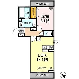 ラ・カーサ・フェリーチェ 1LDKの間取図画像