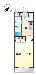 グリーン・フィールド弐番館 1Kの間取図画像