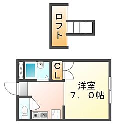 レオパレス秋桜 1Kの間取図画像