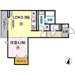 D-residence明治中央 大和 1LDKの間取図画像