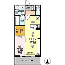 福山市駅家町大字近田アパート 1LDKの間取図画像