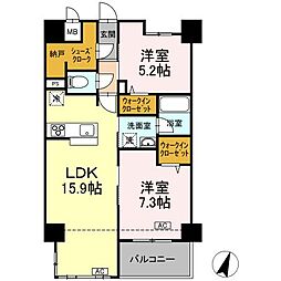 福山市西町1丁目マンション 2LDKの間取図画像