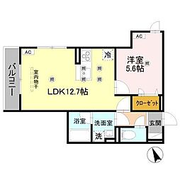福山市川口町1丁目アパート 1LDKの間取図画像