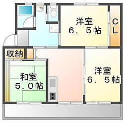 ビレッジハウス旭ヶ丘1号棟 3DKの間取図画像