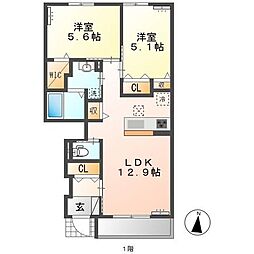 ヴァンテージ御幸 2LDKの間取図画像