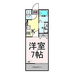 福山市曙町5丁目アパート 1Kの間取図画像