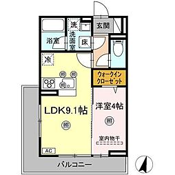 福山市手城町4丁目アパート 1LDKの間取図画像