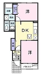 トラストコート 2DKの間取図画像