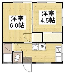 大谷荘 2Kの間取図画像