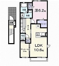 福山市引野町3丁目アパート 1LDKの間取図画像
