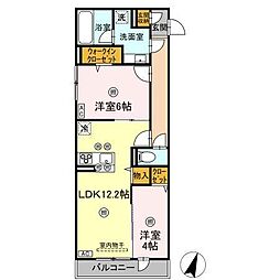福山市東深津町4丁目アパート 2LDKの間取図画像