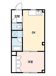 グリーンヒル 1DKの間取図画像