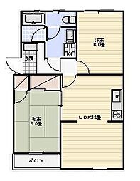 クレーバーマンション 2LDKの間取図画像