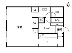 D'グラフォート浜松D'sTower 1Kの間取図画像
