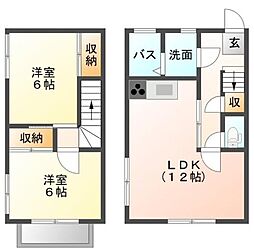 井原鉄道 井原駅 徒歩8分の賃貸アパート 2階2LDKの間取り
