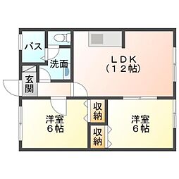 井原鉄道 井原駅 徒歩30分の賃貸アパート 2階2LDKの間取り